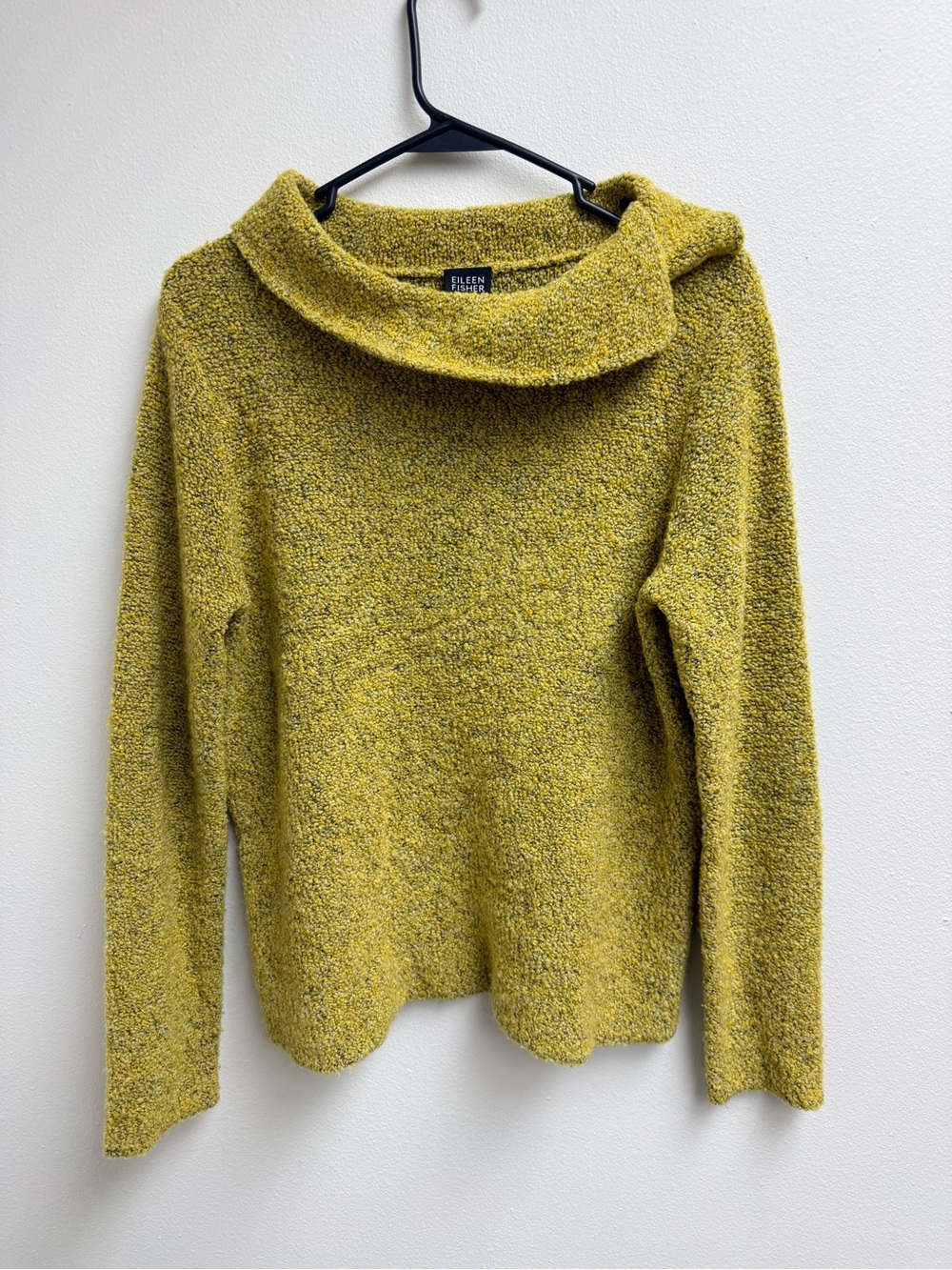 Eileen Fisher Textured Mustard Cowl Neck Sweater